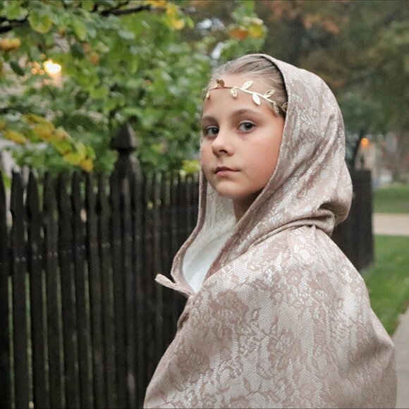 new women adult Halloween costume cape medieval witch satin lace handmade - Picture 4 of 4